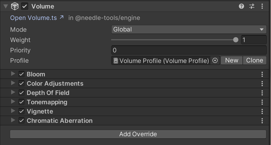 Volume component support in Unity